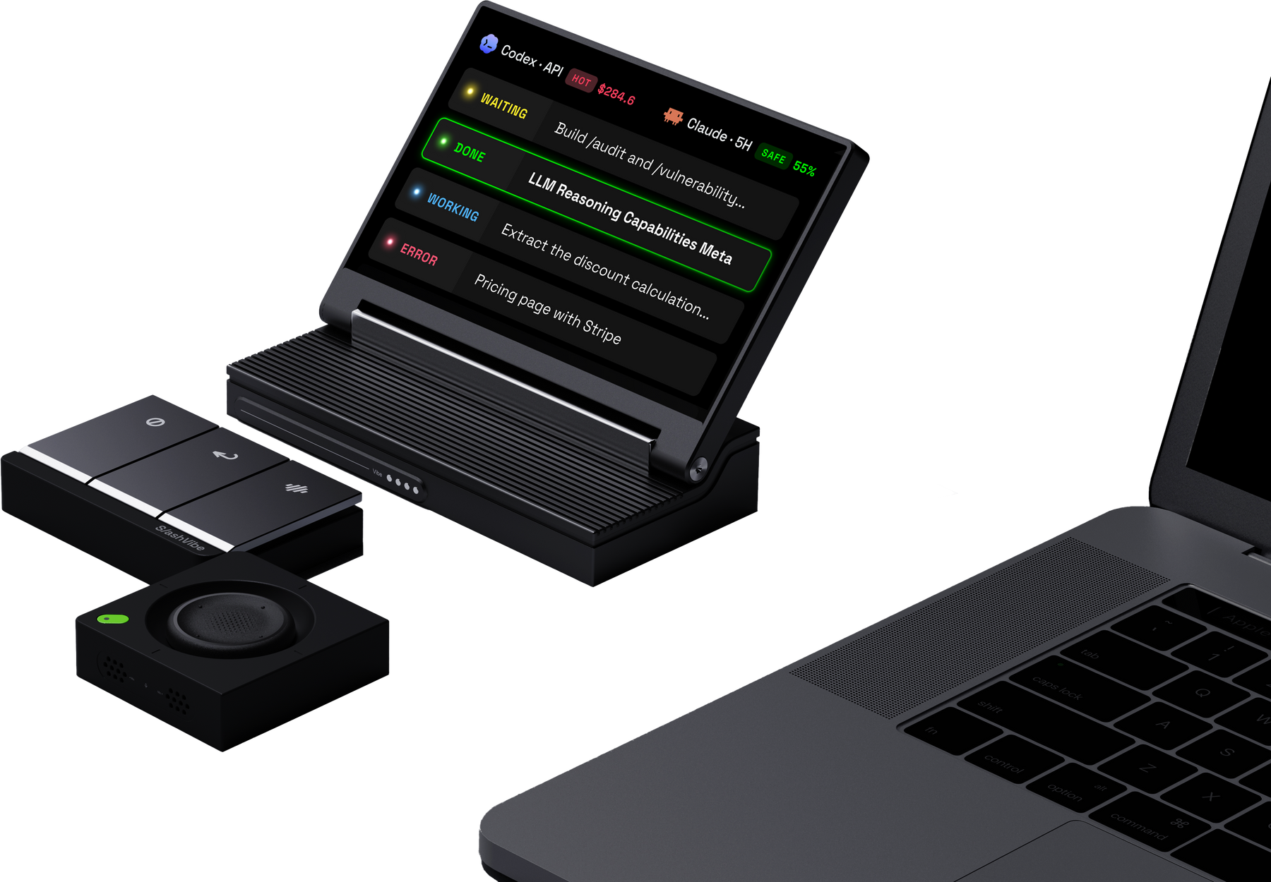 SlashVibe controller with its screen and illuminated controls
